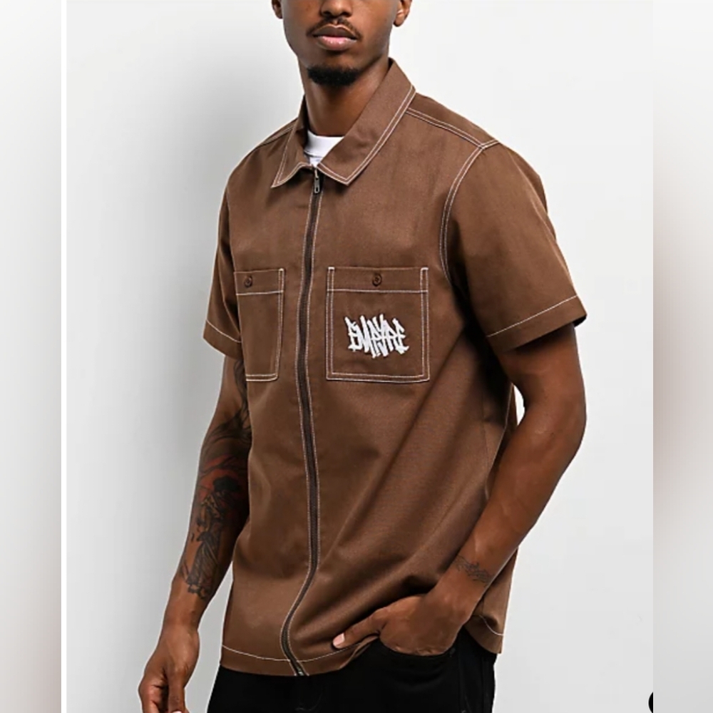 Empyre Utility Shacket  Brown Unisex Size Small